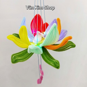 Lồng đèn hoa sen kẽm nhung handmade by Vân Kim